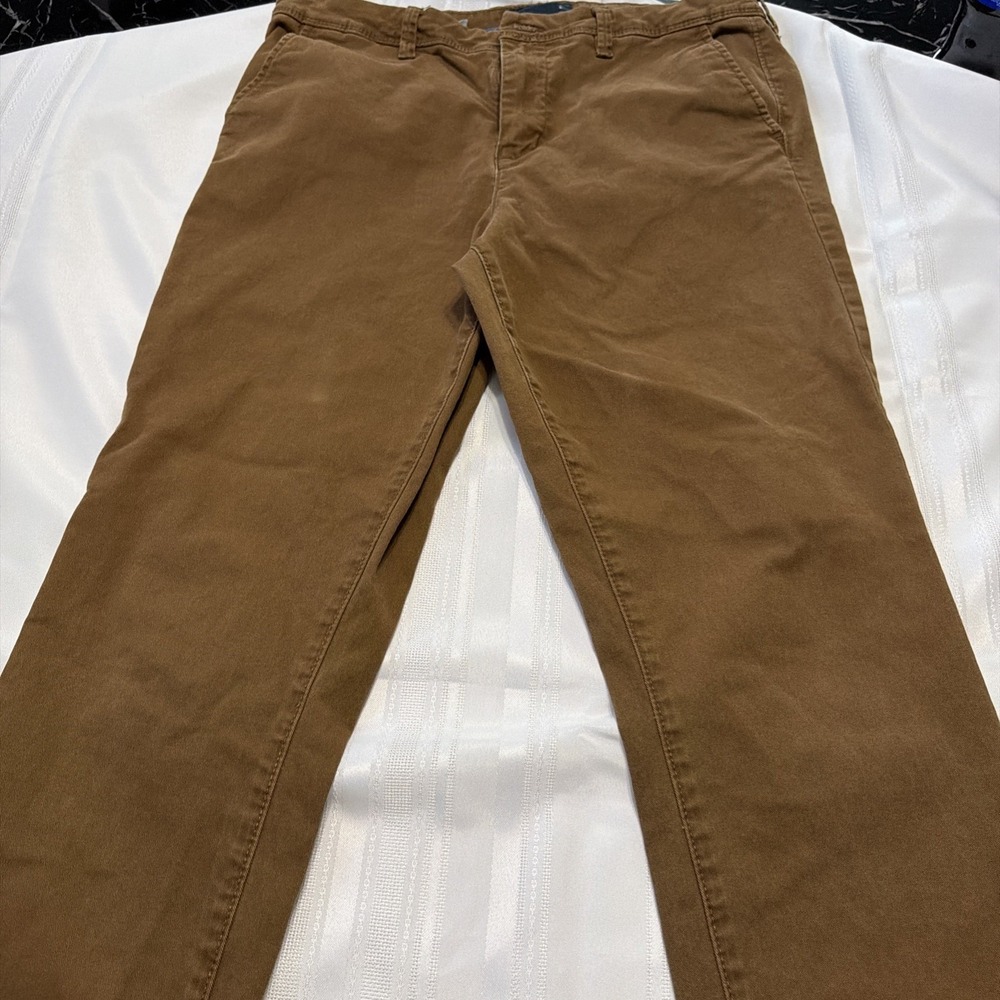 Aeropostale Mens Skinny Chino Pants Brown Stretch Cotton Twill 34x34